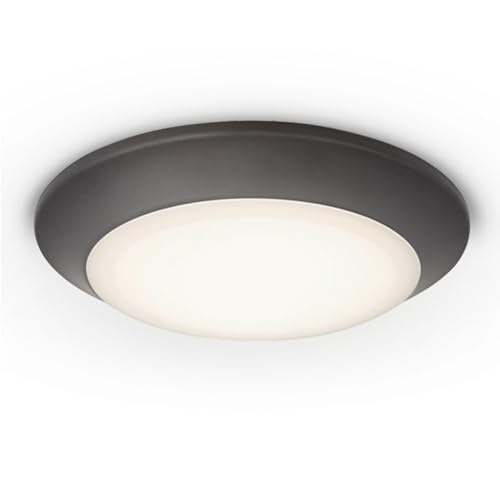 ciata led low profile ceiling light, semi-flush mount fixture, 7.5” round dimmable lighting, indoor outdoor, wet rated, kitchen, living room, bedroom, hallway, 5cct selectable, 16w, black-bronze