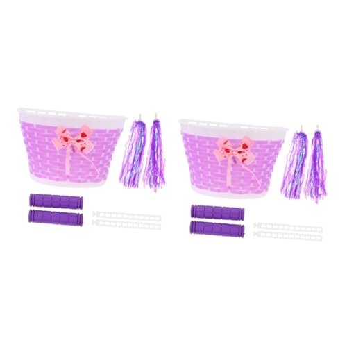 INOOMP 2 Juegos Scooter para Bicicletas para Bigote daliniano Cesta para Bicicleta Cesta Delantera Scooter Cesta para Scooter Cesta del Frente de Bicicleta el plastico Púrpura
