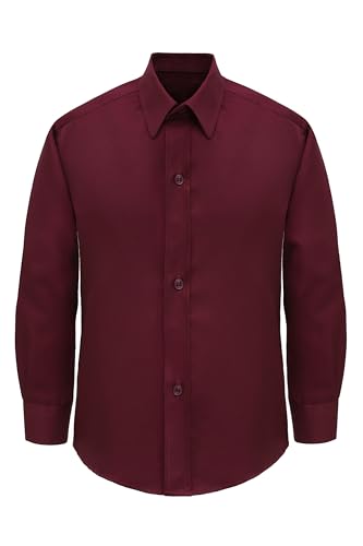 Lilax Boys' Button Down Shirt Solid Long Sleeve Dress Shirt