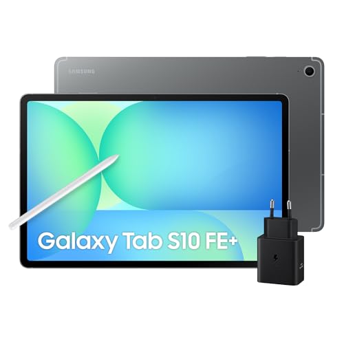 Samsung Galaxy Tab S10 FE+ con caricabatterie 45W con USB-C, Android Tablet, Display 13.1' LCD, Wifi, RAM 12GB, 256GB, 10.090 mAh, S Pen, Android 15, IP68, Gray [Versione italiana]