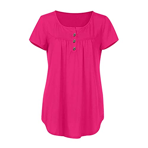 T Shirts For Women Plus Size Loose Fit,Women's Casual Comfort V-Neck Solid Color Pocket Loose Fit Short Sleeve Shirt Shirt Leggings Women #TOP1