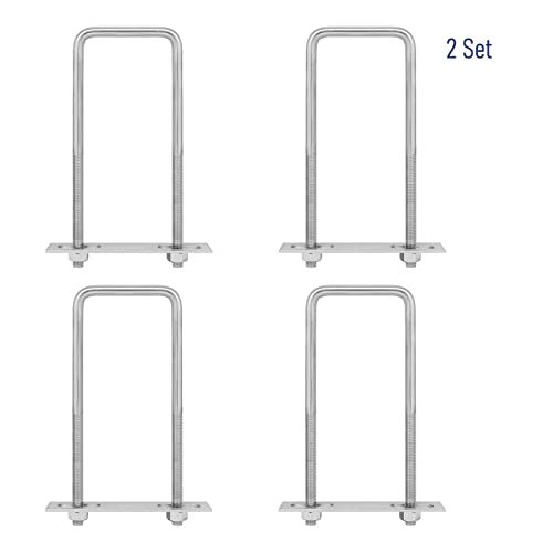 Image of 4 Sets 304 Stainless Steel Square U-Bolts 3.15 inch(80mm) Inner Width, 5.91 inch(150mm) Length Stainless M10 with Nuts, Frame Plate, Accessories for Automobiles Trailer, Boat Trailer Industrial Parts