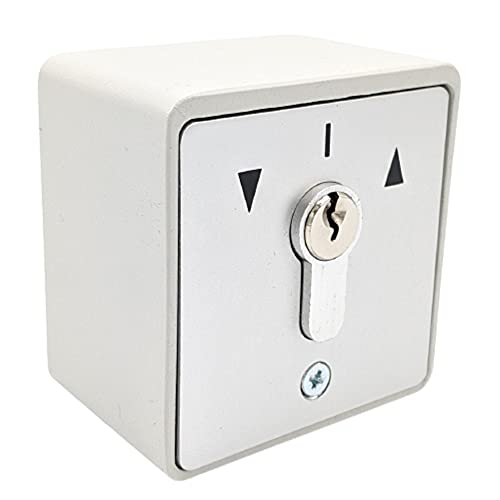 geba MSC-APZ1-2T/1 Interruptor de llave de aluminio con semicilindro DIN de perfil 2 botones 3 llaves antirrobo color gris claro IP54 accionamiento para puerta de garaje puerta puerta de barrera motor