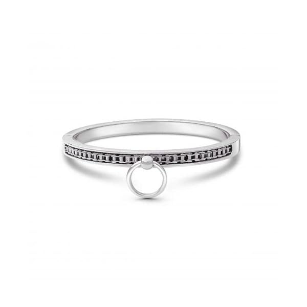 Mens-Shop24 Massiver Edelstahl Halsreif Halsband Halskette Erotik Punk Gothic SM Szene mit O-Ring und Kette Biker