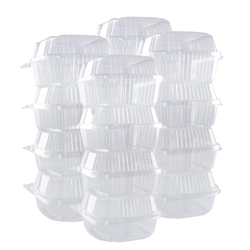 O'CREME Polystyrene Hinged-Lid Container 6 Inch Wide x 3.1 Inch High for Mini Cake Pan - Pack of 25