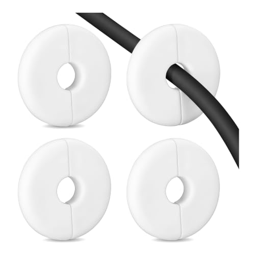 4 Pack de Pasacables de Pared, Cubiertas Blancas de 1.57 Pulgadas, Abertura Dividida para Pasar Cables de Menos de 0.39 Pulgadas, Protectores Redondos para Orificios en Pared, Escritorio o Mueble para Gestión de Cables miniatura 1