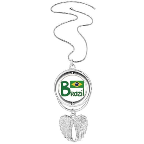 Collier drapeau Brésil vert ailes d'ange le bijou durable sans irritation