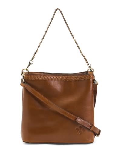 Patricia Nash Ledra Bucket Crossbody Bag in Cognac Braided