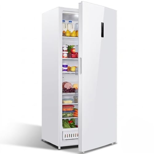 Image of Electactic 21.2 Cu. Ft. Upright Freezer, Large Capacity Stand Up Freezer /Convertible Refrigerator, Reversible Door, LED Display, Door Alarm for Home, Basement, Kitchen Commercial, White
