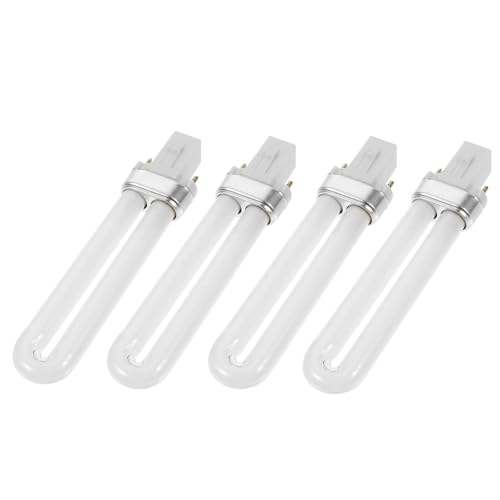SHINEOFI 4 Tubos de Repuesto de 12w 365nm y Protección para Manos de Vidrio Blanco Secado Rápido para Lámpara de Uñas UV Adecuado para Manicura Profesional