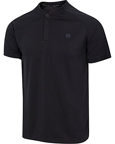 Three Sixty Six Collarless Golf Shirts for Men - Mens Casual Dry Fit Short Sleeve Polo, Lightweight and Breathable