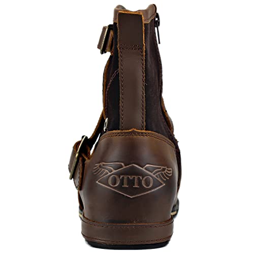Image of OSSTONE Moto Boots for Men Fashion Zipper-up Leather Chukka Boots Casual Shoes OS-5008-1-ABNH