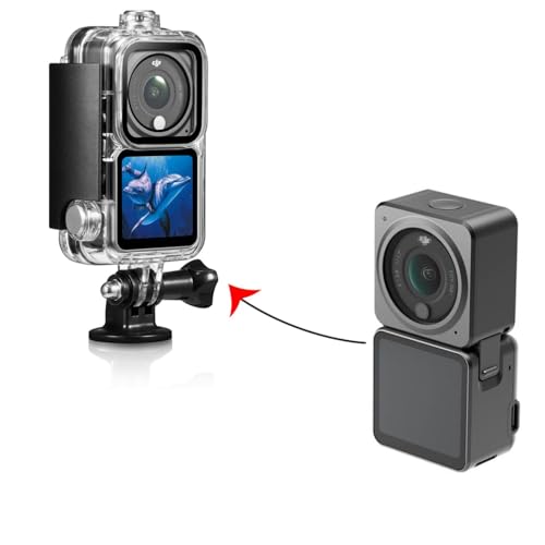 Camkix wasserdichte Hülle kompatibel mit DJI Action 2 Power Combo oder DJI Action 2 Dual-Screen Combo – transparent – schützt bis zu 147 Fuß/45 m unter Wasser – klares Display – Tauchen, Skifahren