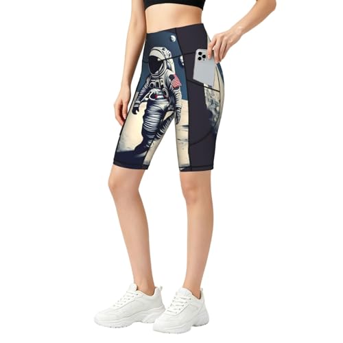 Short de sport running et yoga imprimé astronaute pour femme