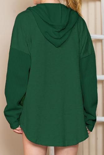 Image of SHEWIN Women Oversized Hooded Sweatshirt Loose Fit Casual Button Hoodies