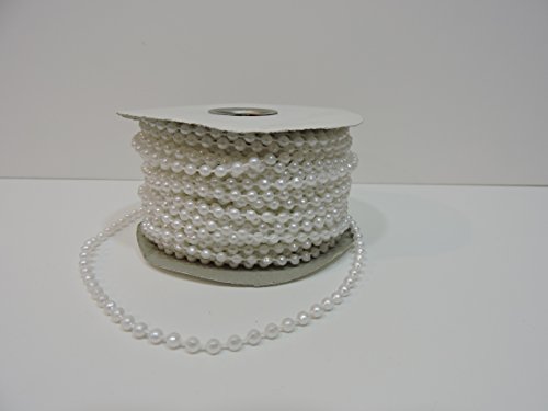 24 yards, 4mm Faux Pearl Plastic Beads on a String Craft Roll (Choose from 4 colors) (White)