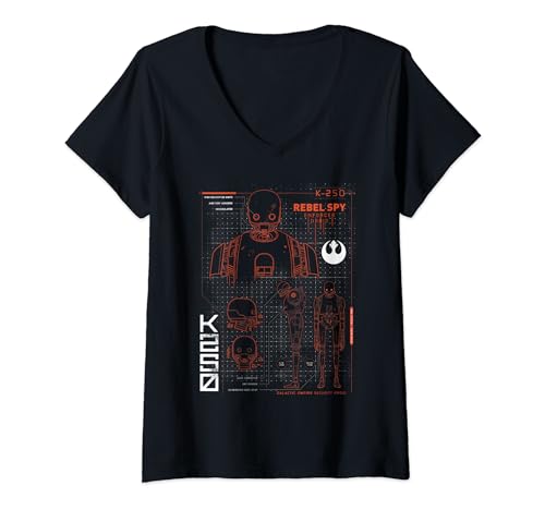 T-Shirt Star Wars K2SO col V femme vêtement imprimé graphique science-fiction chic