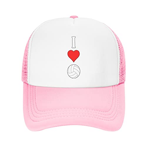 PAUPPY I Heart Love Volleyball Vertical Volleyball Player Gifts Pink Boys Girls Baseball Cap Unisex Fashion Cotton Hat