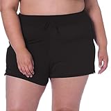 24th & Ocean Women's Plus Size Front Tie Swim Short Bikini Swimsuit Bottom, Black//Solid, 22W