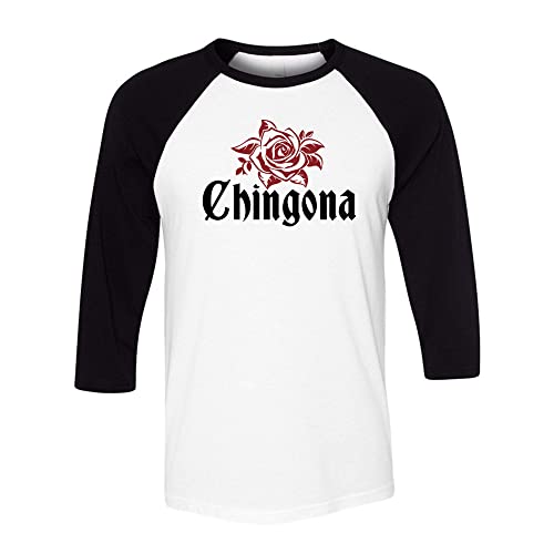 TeesAndTankYou Camiseta de béisbol raglán de manga tres cuartos unisex Chingona miniatura 1