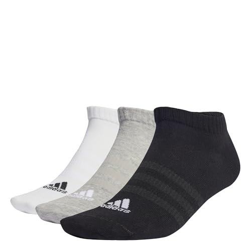 adidas Unisex adulto Thin and Light Sportswear Low-Cut Socks 3 Pairs, Medium Grey Heather / White / Black, 6.5-8