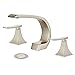 Wovier Brushed Nickel Widespread Bathroom Sink Faucet,Two Handle Three Hole Brass Lavatory Vanity Faucet,8-16 Inch Basin Mixer Tap with Pop Up Drain Assembly