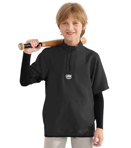 QBK 2T-17Y Toddler Baseball Cage Jacket Kids Batting Pullover Youth Windbreaker for boys and girls