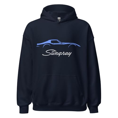 Blue C3 Sports Car Sports Car Stingray Silhouette 3rd Gen Vette Driver Custom Hoodie Pullover Sweatshirt
