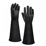 ZaoKing 14“ Heavy Duty Rubber Glove,Latex Chemical Resistant Long Gauntlets Gloves Cleaning Drain PPE Reusable Waterproof Industrial Work Resist Strong Acid, Alkali and Oil