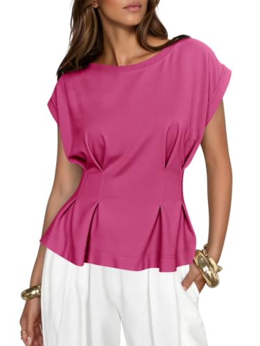Cicy Bell Womens Peplum Tops Summer Babydoll T-Shirts Dressy Casual Blouse