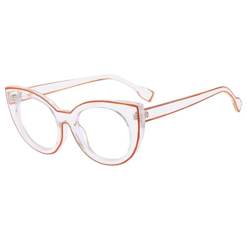 Lunettes oeil de chat femme pour le bureau et les sorties monture orange clair