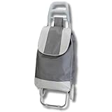 Carrinho de Compras Feira Mercado Dobrável com Zíper Rodas Emborrachadas Bolsa Impermeável Suporta até 30kg (Cinza)