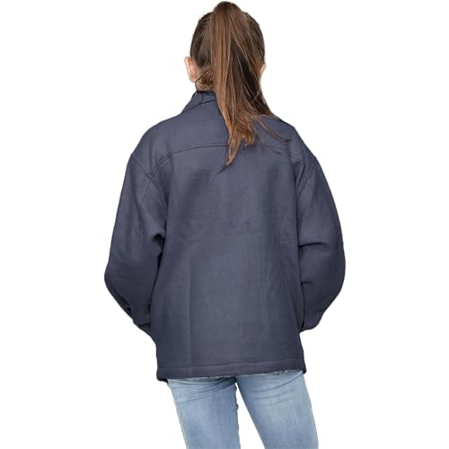 Kids Girls Plain Navy Jackets Tunic Fleece Collared Fashion Coat 7-13 Y3