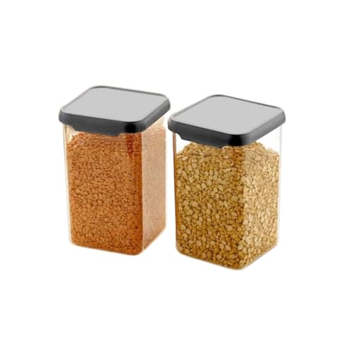 Image of Airtight Plastic Square Container Set for Kitchen Storage | Unbreakable & Space-Saving Containers | Food Storage Jars Set (Pack 2-1100 ml)