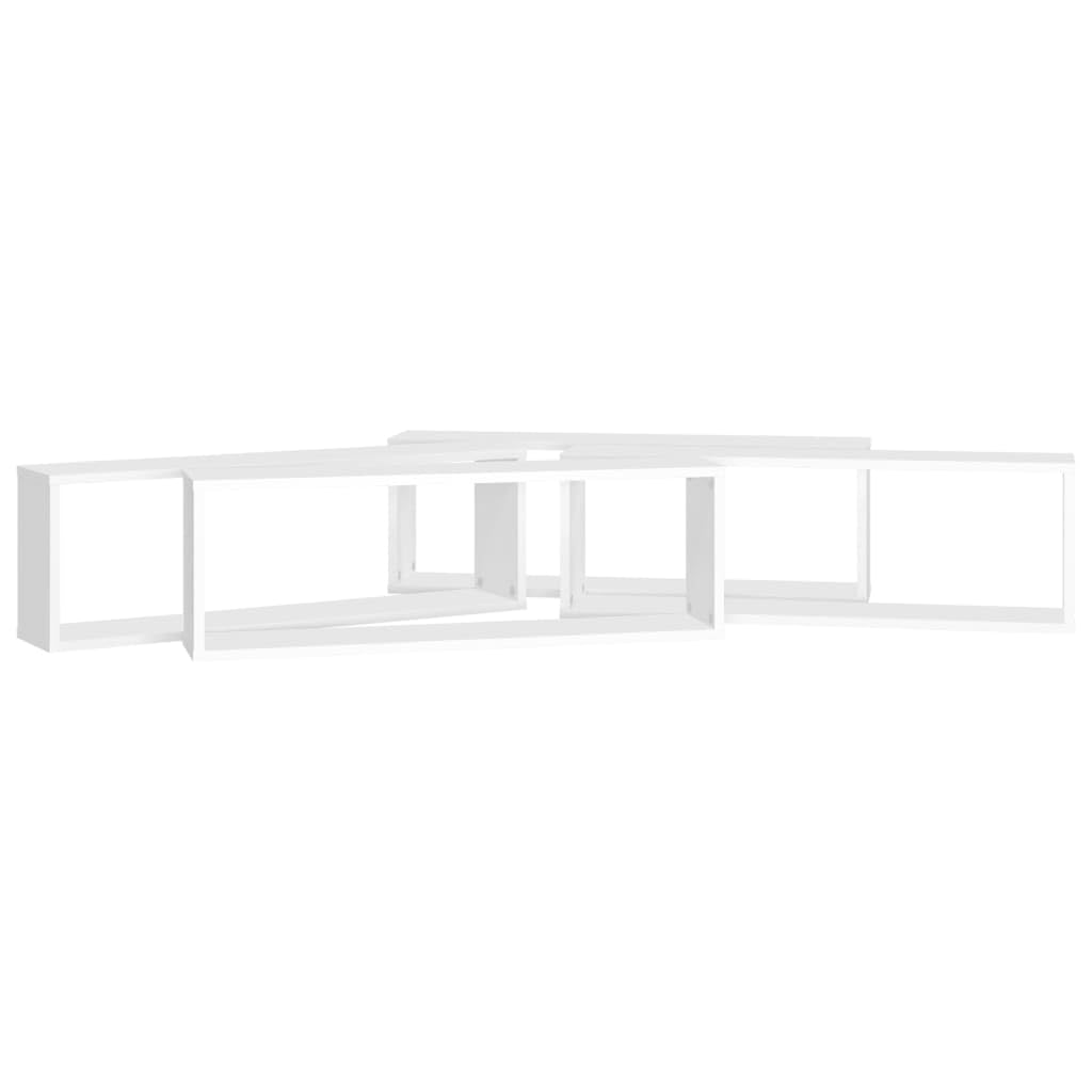 Scaffalature, mensole da parete e sporgenze, mensole cubiche da parete, 4 pezzi, bianco, 80 x 15 x 26,5 cm, in legno ingegnerizzato