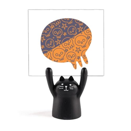 Support de mémo pour Halloween chat noir en métal pour cartes et photos de bureau