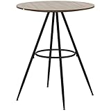 HOMCOM Mesa de Bar Redonda Mesa Alta Mesa de Bistró con Tablero de Melamina y Patas de Acero para Salón Cocina Comedor Estilo Industrial Carga 60 kg Ø75x91 cm Marrón