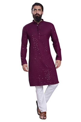 Image of DIVISIVE Men's Sequince Embroidered Cotton Blend Only Slim Fit Kurta