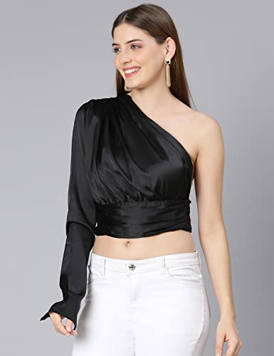 Image of oxolloxo Pestal Coral one Off Shoulder Women Satin Crop top