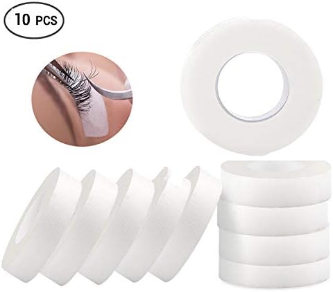 10 Rolls White Eyelash Tape, Adhesive Fabric Eyelash Tapes, Non-woven Lash Tape for Eyelash Extension Supply, 9M Each Roll.