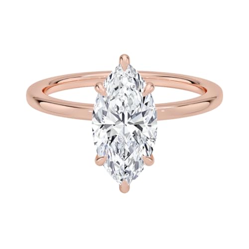 1-5 CT Marquise Moissanite Engagement Ring 10K 14K 18K Solid Rose Gold & 925 Sterling Silver Solitaire Engagement Ring Promise Bridal Ring Christmas gift for Women(2ct, Marquise)