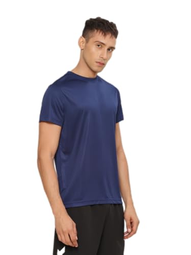 Image of hummel Budoc Round Neck Half Sleeve Solid Regular fit Polyester T-Shirt for Men Comfortable Breathable Fabric Stretchable for Everyday Use Ideal for Yoga Training Gym Running or Performance
