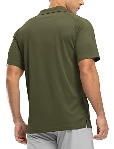 Rdruko Men's 1/4 Zip Polo Shirts Quick Dry Lightweight Golf Athletic Work Shirts With Pocket(Army Green, Us Xxxl) #TOP5