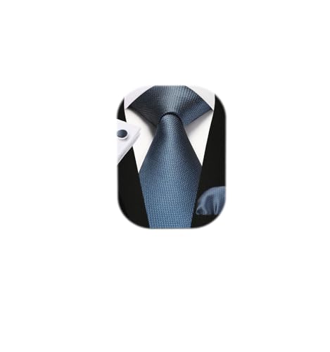 Image of Enlision Mens Ties Solid Color Satin Necktie Ties for men Handkerchief Cufflinks Pocket Squares for Wedding
