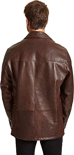 Image of Men's Four-Button Lambskin Leather Car Coat