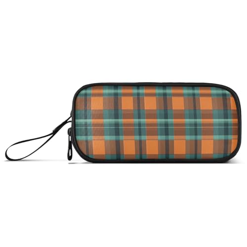 aidingzhi Buffalo Plaid Check Orange Nylon Escolar Suministros Escolares Bolsa de Lápiz de gran capacidad Estuche de papelería organizador para profesor escolar, búfalo cuadros naranja cuadros, 1