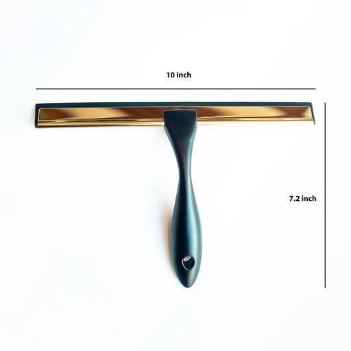 Image of Multipurpose Black and Gold Window Cleaning Squeegee for Shower, Car, and Household- Streak-Free Luxury Cleaning Tool for Glass, Windows, Mirrors Lightweight, Durable, and Easy to Use