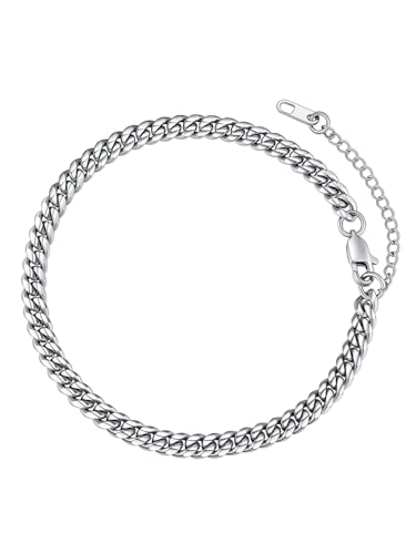 Image of FaithHeart Waterproof Ankle Bracelets for Women, 1 /2 /3Pcs Non Tarnish Stainless Steel Layered Anklet Set Paperclip Figaro Cuban Link Chain Dainty Summer Beach Jewelry Gift Adjustable Size