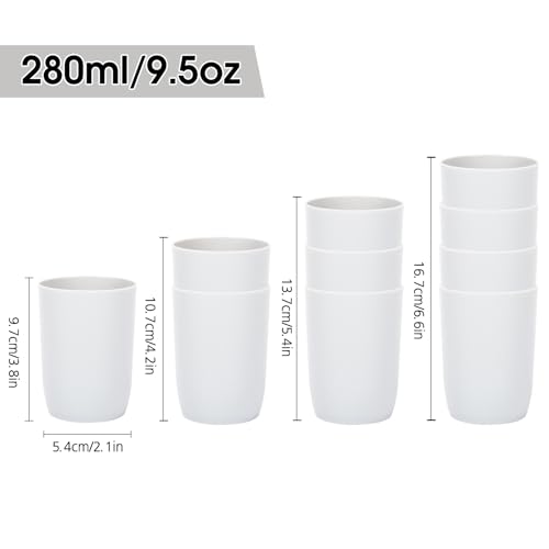 Topsky 4 Stück zahnputzbecher，zahnputzbecher Kinder，trinkbecher Kunststoff，für Erwachsene，Jugendliche und Kinder (280ml, Weiß) 2
