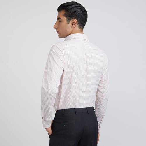 Image of Raymond Men Slim Fit Structure Pattern Pure Cotton Semi Cutaway Collar Full Sleeve Formal Shirt